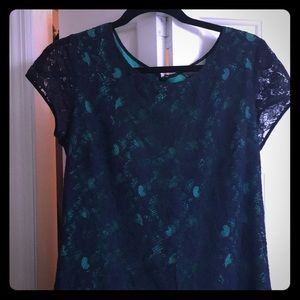 Navy/green lace dress